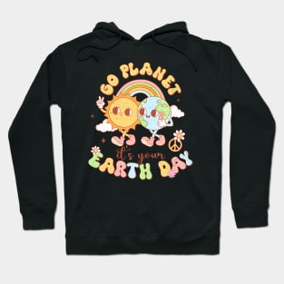 Go Planet Its Your Earth Day 2024 Teacher Kids Cute Earth Hoodie